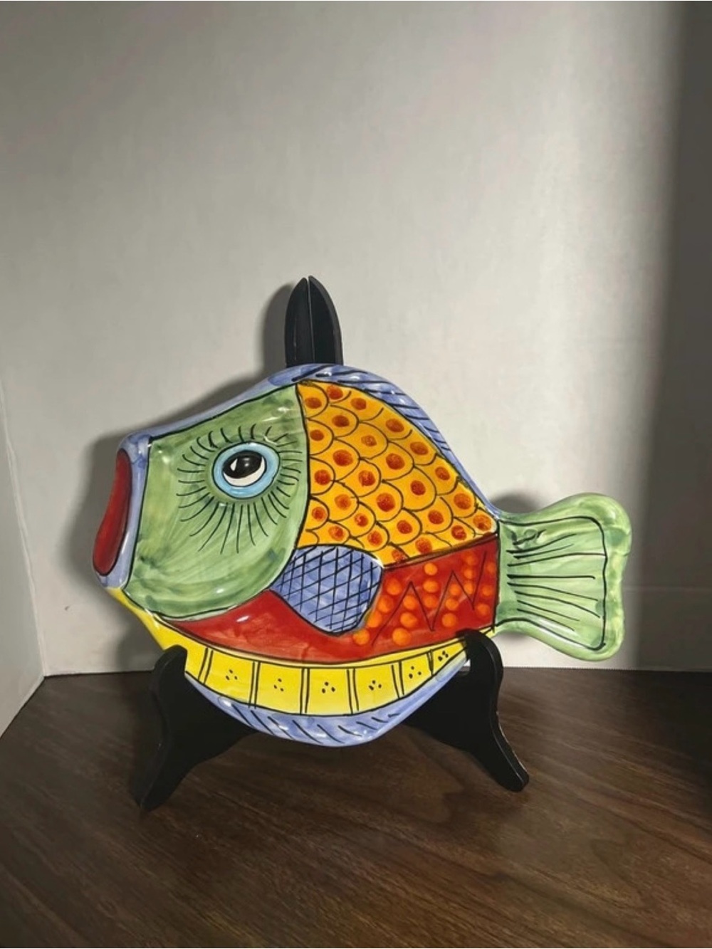 Vietri Figural Fish Dish Plate Hand Painted Ceramic Pottery
Made in Italy